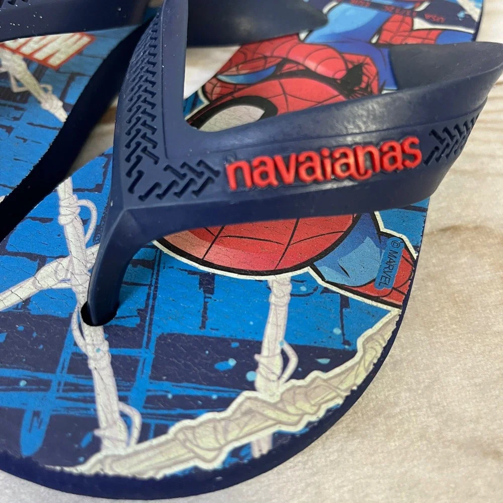 Havaianas Kids Spiderman Flip Flops Sandals Blue Marvel Superhero‎ Size 11 12C